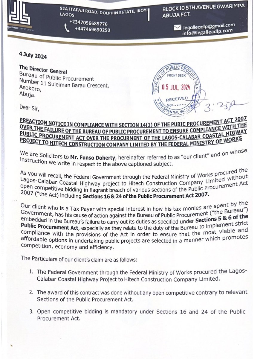 funsodoherty's tweet photo. We are taking legal action to enforce compliance with the law on the Lagos Calabar Coastal Road project. Government adherence to law and due process clearly cannot be assumed. It’s our duty to insist on leadership doing the right thing. https://t.co/weOunH7nz2