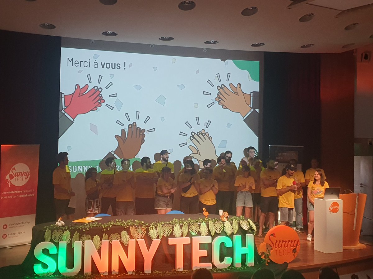 Merci <a href="/SunnyTech_MTP/">Sunny Tech</a> !
Encore une belle édition, 👏🏻👏🏻 pour l'organisation et votre bonne humeur ! Les confs, quickies, keynote : top ! Et en speaker,on se sent chouchouter, c'est un vrai bonheur !