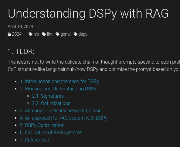 Blog post on DSPy
