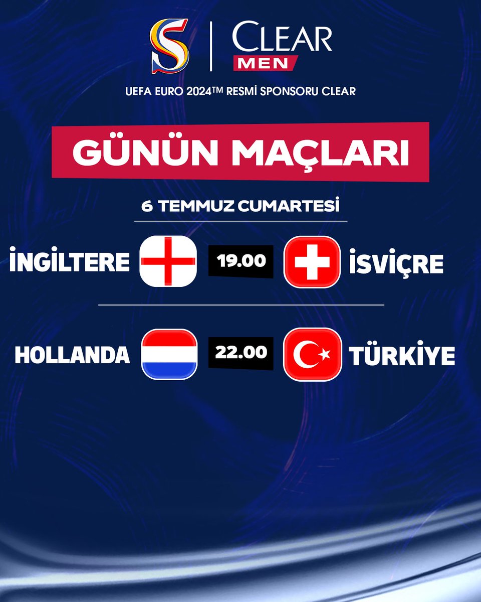 ⚽️ Günün maçları.

<a href="/ClearTurkiye/">Clear Türkiye</a> #ClearİleKafanRahat #Sponsor