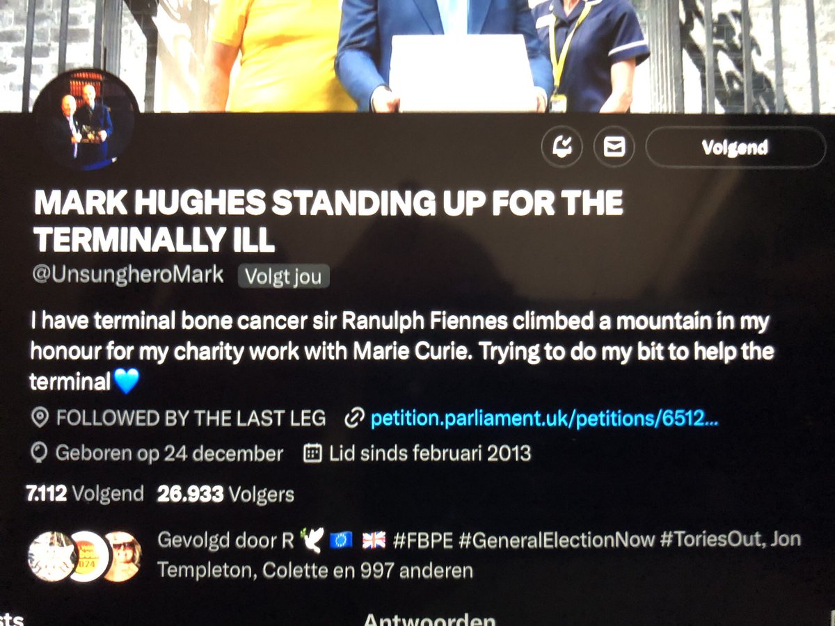 Linc Conard 🇺🇦 #StandwithUkraine 💙💙✌️✌️💙💙 (@lincconard) on Twitter photo #DemValues,#DemVoice1,#UniteBlue,#BlueCrew,#FBR,#FBPE,#FBPA,#StrongerTogether Morning my friends hope we could give <a href="/UnsungheroMark/">MARK HUGHES STANDING UP FOR THE TERMINALLY ILL</a> a follow and support and share his story,he has terminal bone cancer,and hopefully 🤞 help other people in the future with stories like this ✊💙✌️ #DemValues,#DemVoice1,#UniteBlue,#BlueCrew,#FBR,#FBPE,#FBPA,#StrongerTogether Morning my friends hope we could give <a href="/UnsungheroMark/">MARK HUGHES STANDING UP FOR THE TERMINALLY ILL</a> a follow and support and share his story,he has terminal bone cancer,and hopefully 🤞 help other people in the future with stories like this ✊💙✌️