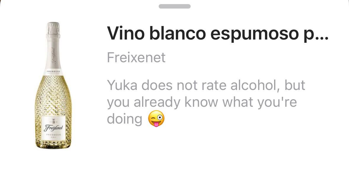 Kids found an app to rate how bad food/shampoo etc. is for you, we scanned last nights bottle of Prosecco, I feel judged :)