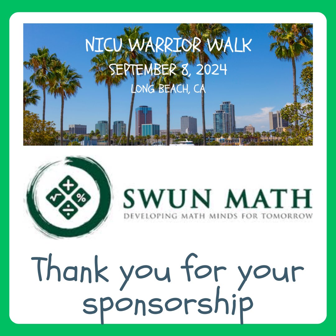 Thank you <a href="/swunmath/">Swun Math</a> for your sponsorship of the NICU Warrior Walk this September! #nicu #nicusupport #nicumom #nicudad #nicubaby #nicudoctor #nicunurse #nicusocialworker #nicuwarrior #nicuwalk #nicuwarriorwalk