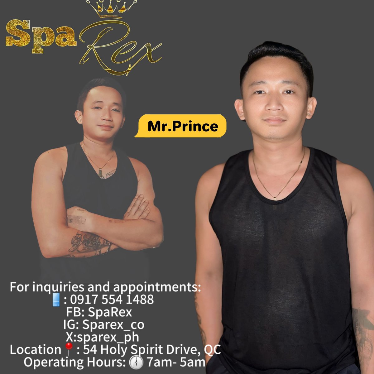 sparex_ph's tweet photo. Available tonight.

You may walk in or DM us for booking.
For massage inquiries and appointments: 
📱: 0917 554 1488
FB: SpaRex 
IG: Sparex_co
X:sparex_ph

Location📍: 54 Holy Spirit Drive, Quezon City 
Operating Hours: 🕕7am- 5am https://t.co/RVFQeRwnYz