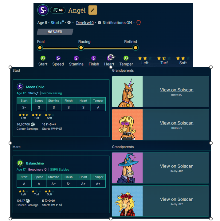 derekw10's tweet image. Angél now in stud. Create a new LTS non 1/1 blood line by breeding now.