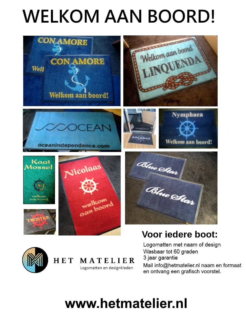 Schoonloopmat met naam van je boot. Welkom aan Boord! Ook leuk als kado! bestel nu bij <a href="/HetMatelier/">Het Matelier</a>  link.marktplaats.nl/m2090236930?ut… via <a href="/marktplaats/">Marktplaats</a>