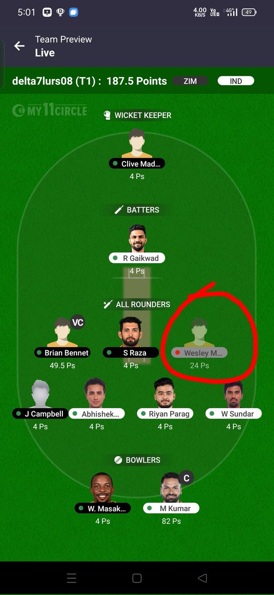 PravinK46654142's tweet photo. @My11Circle जो खिलाड़ी टीम में हैं, उसको lineup में out of team दिखा रहा था, मैच शुरू होते ही वह खिलाड़ी ओपनिंग करने आ गया, अभी IND vs ZIMBABWE मैच में,#my11circle froud company हैं,#sybersecurity कार्यवाही करें https://t.co/XqSswgXd8W