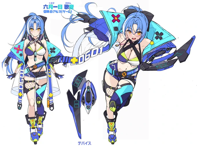 スポーティーさとゲーマーっぽさを意識した魔法少女のラフΦ('v' 