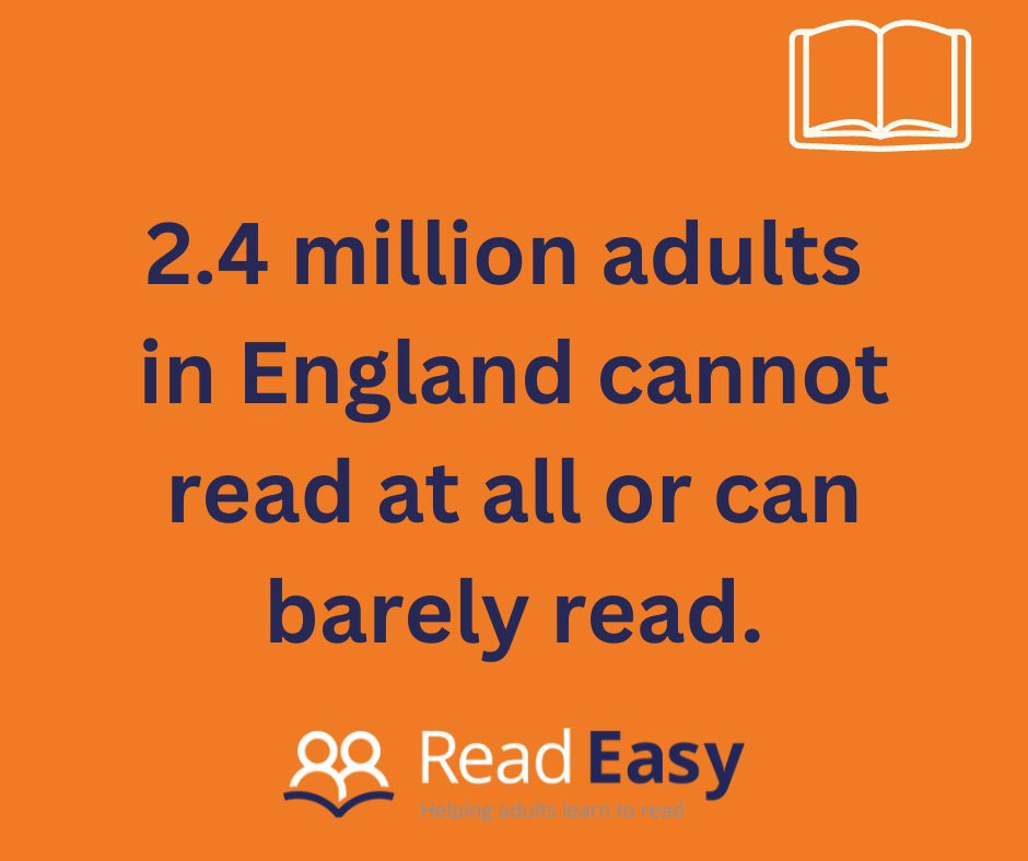 ReadEasyMW's tweet image. Did you know that 2.4 million adults in England can barely read or cannot read at all? 

We provide free, confidential, 1-2-1 reading coaching for adults in Leamington, Warwick and Kenilworth 📚

If you know someone who could use our help, please get in touch 👋
#readeasy