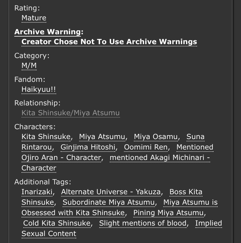 [[I don’t need your promises]]

→ for <a href="/kitaweek2024/">Kita Week 2024 | THANK YOU FOR PARTICIPATING!!</a> #KitaWeek2024 <3
→ day 6 prompt: yakuza!!#atsukita 
→ boss/leader!!#kitashinsuke and devoted subordinate!!#miyaatsumu 
→ 3.1k words, rated M
→ happy kita week <333

LINK: archiveofourown.org/works/57166102