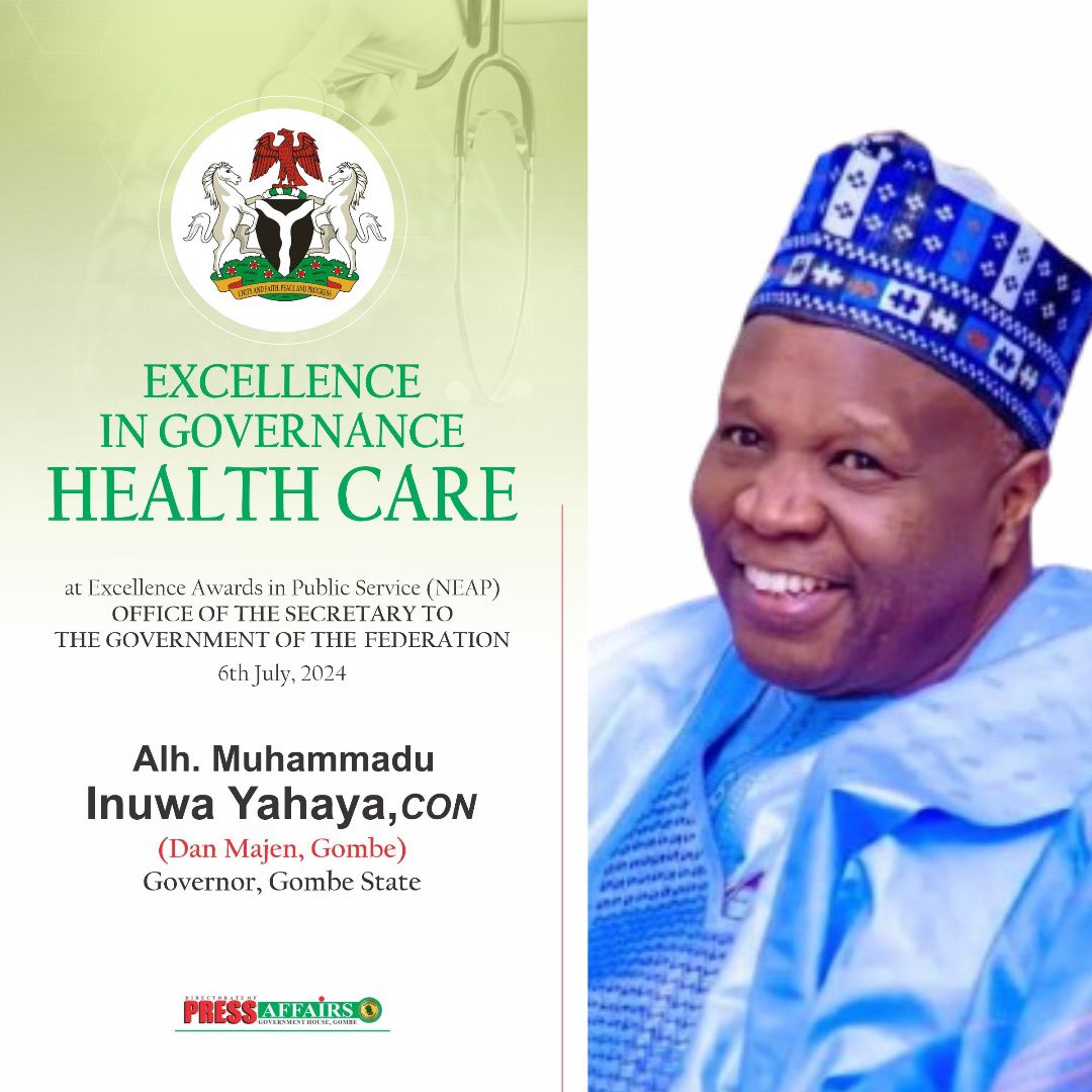 Ismaila Uba Misilli (@ismailumisilli) on Twitter photo H.E <a href="/GovernorInuwa/">Muhammadu Inuwa Yahaya</a>, CON is set to receive a distinguished award for excellence in governance, to be presented by President @OfficialABAT, GCFR during the 2024 Nigeria Excellence Awards in Public Service (#NEAPS) at the state house today, 6th July, 2024. H.E <a href="/GovernorInuwa/">Muhammadu Inuwa Yahaya</a>, CON is set to receive a distinguished award for excellence in governance, to be presented by President @OfficialABAT, GCFR during the 2024 Nigeria Excellence Awards in Public Service (#NEAPS) at the state house today, 6th July, 2024.