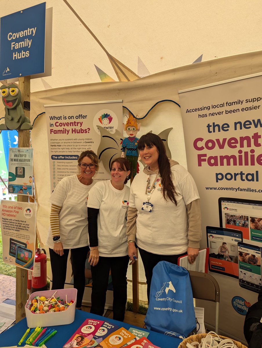 Are you at @godivafestivalofficial? Pop in and say hello and  find out about all the wonderful services we have to offer including our safe space. See you soon! #ChildFriendlyCov #Safespacecov #GodivaFestival