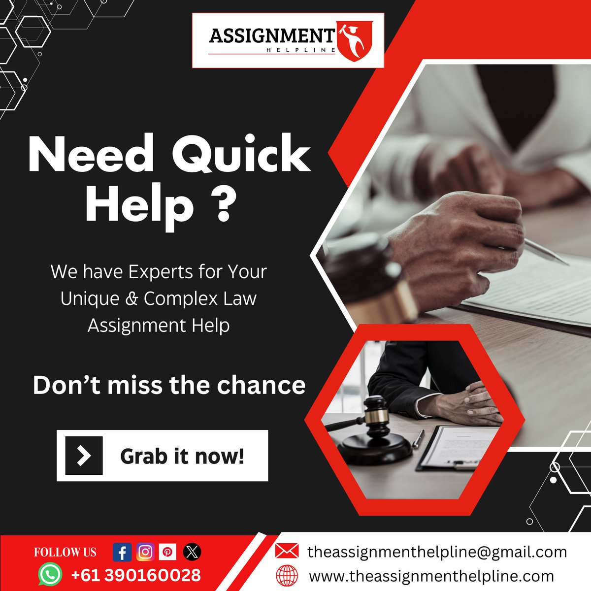 _the_assignment's tweet image. Need Quick Help? 🆘 We have experts ready to tackle your unique and complex law assignments! ⚖️ Get 30% off—don’t miss this chance. Grab it now! 📚✨
🌐Visit our website! theassignmenthelpline.com/law-assignment…
#LawAssignmentHelp #ExpertAssistance #StudySmart #StudentDiscount #LawStudents