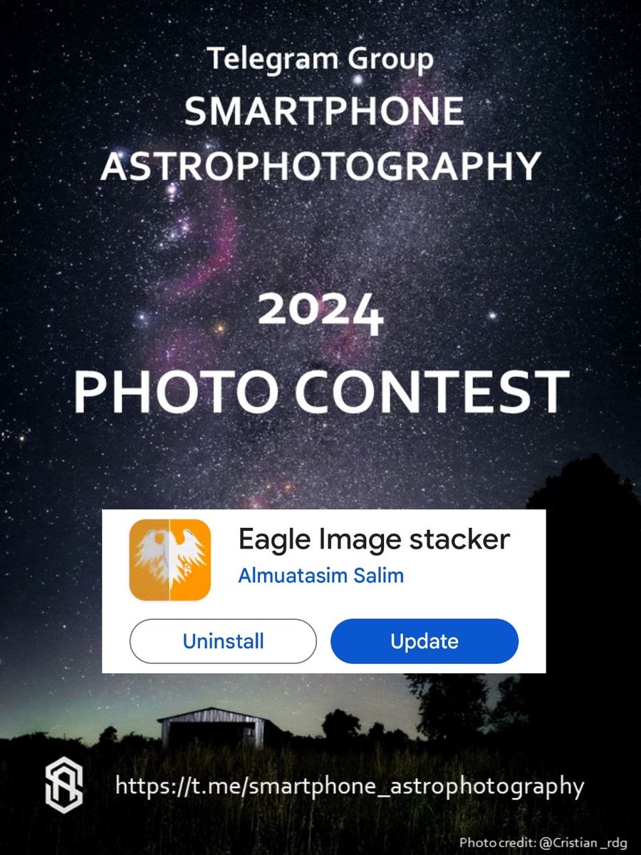 Telegram Group Smartphone Astrophotography (@smartphone_astr) on Twitter photo Posting our acknowledgement to our Sponsor <a href="/t3e_wolf/">๐
๐๐๐๐|๐ถ๐ช๐ช๐ญ</a> for donating #EagleImageStacker as prize for our Photo Contest 2024 right on the day that an important update of the application is on Play / play.google.com/store/apps/detโฆ / #mobilephotography #smartphone_astrophotography #stacker Posting our acknowledgement to our Sponsor <a href="/t3e_wolf/">๐
๐๐๐๐|๐ถ๐ช๐ช๐ญ</a> for donating #EagleImageStacker as prize for our Photo Contest 2024 right on the day that an important update of the application is on Play / play.google.com/store/apps/detโฆ / #mobilephotography #smartphone_astrophotography #stacker