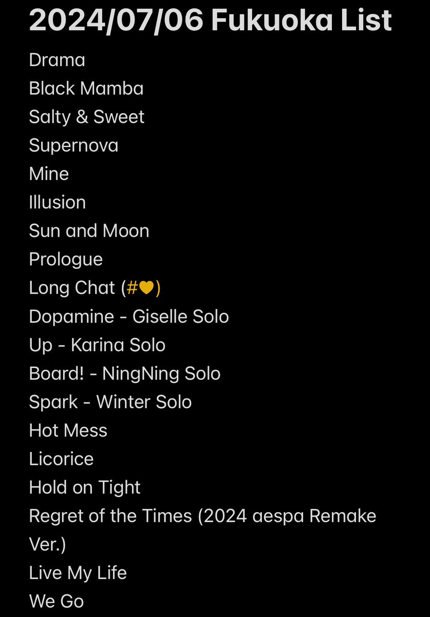 breath1117's tweet photo. 240706 aespa Live Tour - SYNK : Parallel Line in Fokuoka Playlist
#aespa
#PARALLELLINE
#Fukuoka https://t.co/zxqjFE1VjP