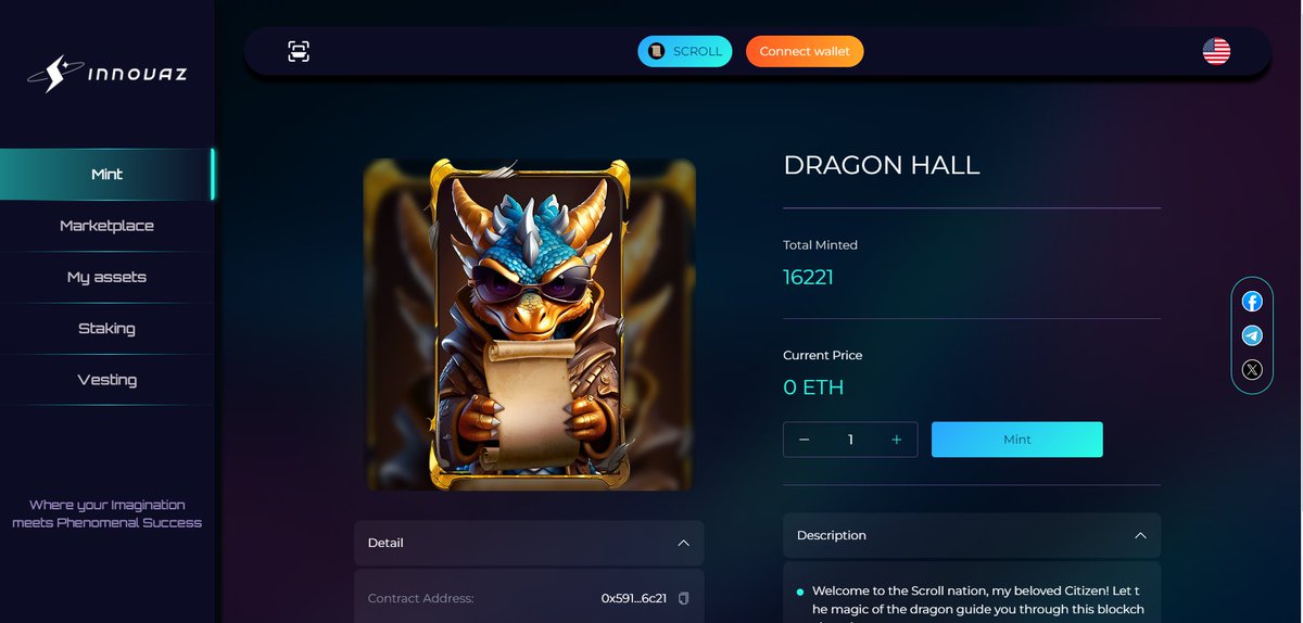Innovaz_io's tweet photo. With over 16K users minting Dragon Hall, prepare for an exhilarating treasure on @Scroll_ZKP! 📜

Innovaz has something cook prepared just for you. Stay tuned! 🐉✨

#Innovaz #Scroll https://t.co/KD2HaM0OWI