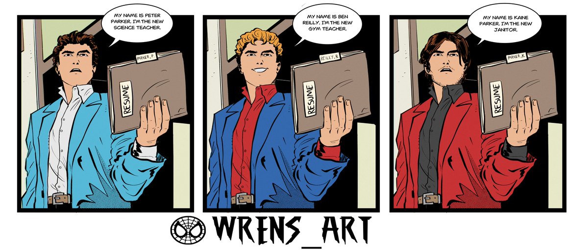 wrens_art's tweet photo. The Spider-Bros gets work. #spiderman https://t.co/GFbJs8YtG4