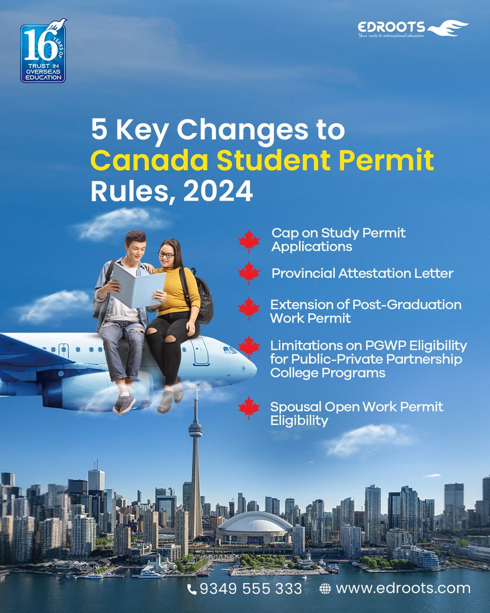 edrootslive's tweet image. Canada has introduced new measures to regulate the entry of international students, including those already studying in the country.

Follow Edroots International to stay updated on study abroad news!
.
.
#CanadaStudyPermit #StudyInCanada #CanadaStudyVisa #CanadaVisa #Edroots