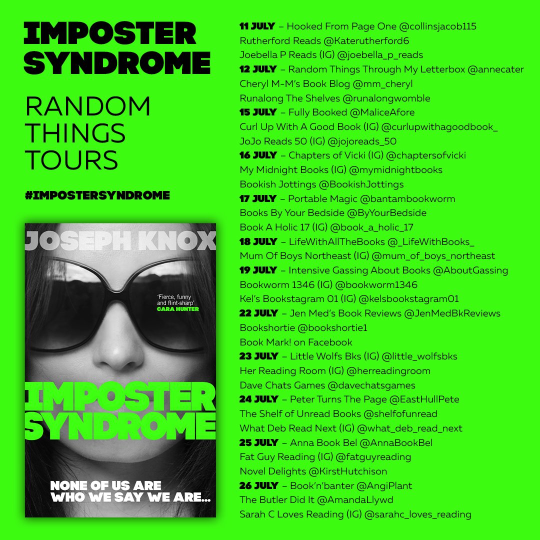 Very excited to see and hear what folks think about this one. Imposter Syndrome is arriving NEXT WEEK! 🕶️ Please spare a thought for the brave souls below who've signed up to read it...