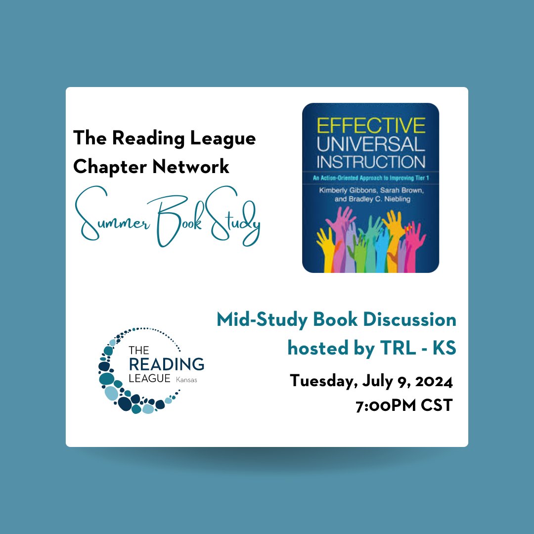 Join us virtually to discuss our summer book study on Tuesday, July 9th at 7:00pm! We're looking forward to connecting with Kansas educators to discuss all that we've learned from this book study! 

Register today using this link: bit.ly/EffectiveInstr…