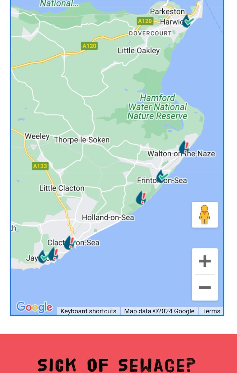 July 6 sewage alerts for Clacton constituency via <a href="/sascampaigns/">Surfers Against Sewage</a>. 
If you are sick of / from sewage in your sea, contact your MP Nigel Farage at members.parliament.uk/member/5091/co…