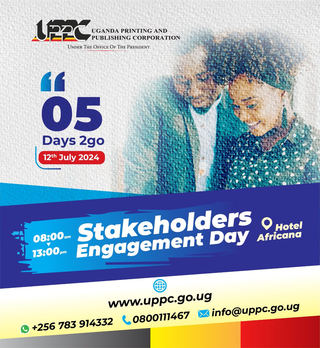 Uganda Printing and Publishing Corporation - UPPC (@uppc_uganda) on Twitter photo The <a href="/uppc_uganda/">Uganda Printing and Publishing Corporation - UPPC</a> Stakeholder Engagement Day will bring together key players and customers that have been part of the 123-year journey of the corporation’s quality, secure printing and publishing services.
#UPPCCustomerDay2024 The <a href="/uppc_uganda/">Uganda Printing and Publishing Corporation - UPPC</a> Stakeholder Engagement Day will bring together key players and customers that have been part of the 123-year journey of the corporation’s quality, secure printing and publishing services.
#UPPCCustomerDay2024