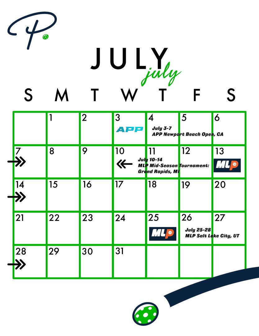 More exciting pickleball events are headed your way in July! 📆 Keep up-to-date with all the pro pickleball action and upcoming tour dates at thepickler.com.

#pickler #pickleball #pickleballtournament #propickleball
