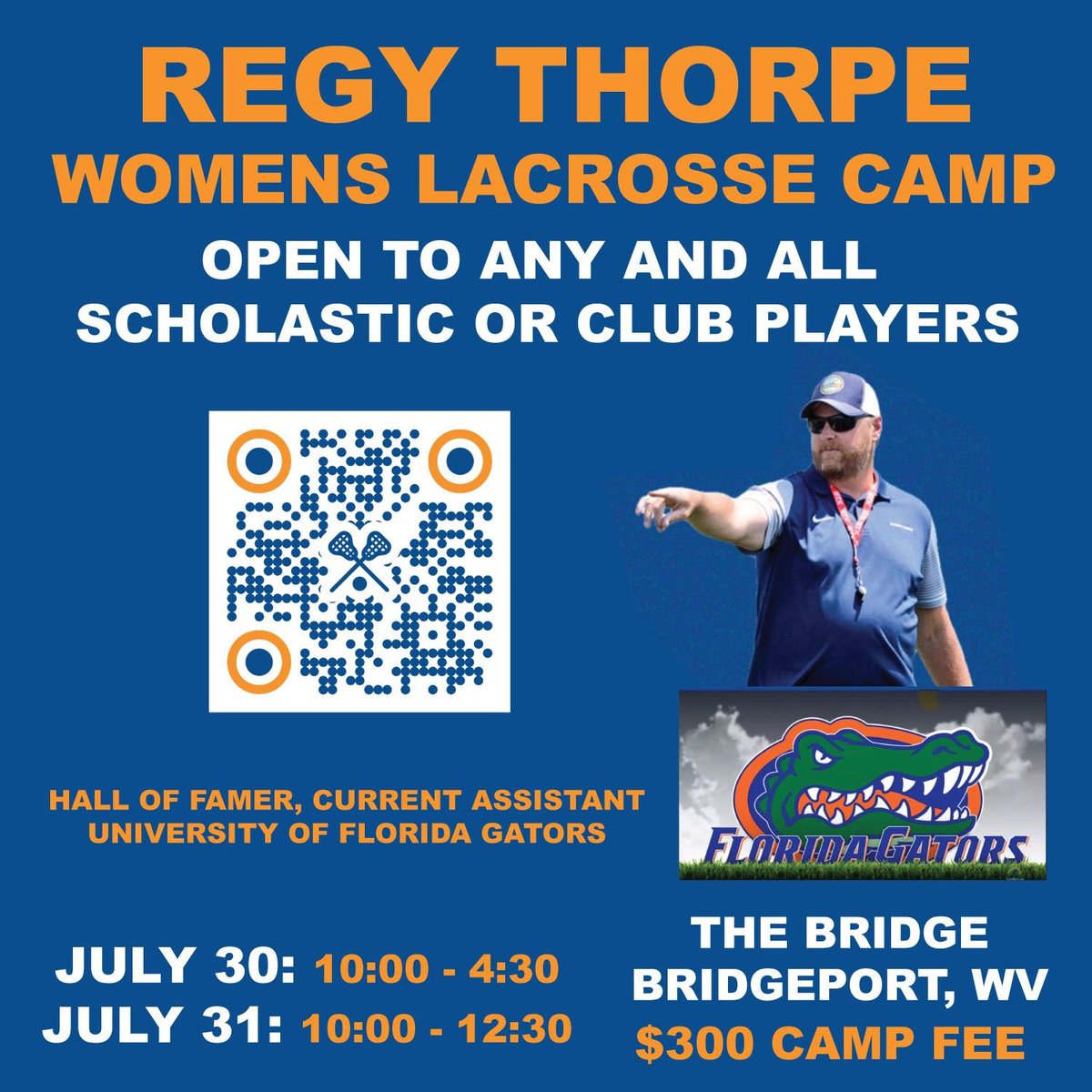 SAHSLADYLAX's tweet photo. Join us in West Virginia as we welcome @RegyThorpe this July 30th and 31st!  If you love lacrosse you wont miss this end of summer camp!  “Open to any and all scholastic players”.   Get signed up now!!! https://t.co/j9YrkYjsbX