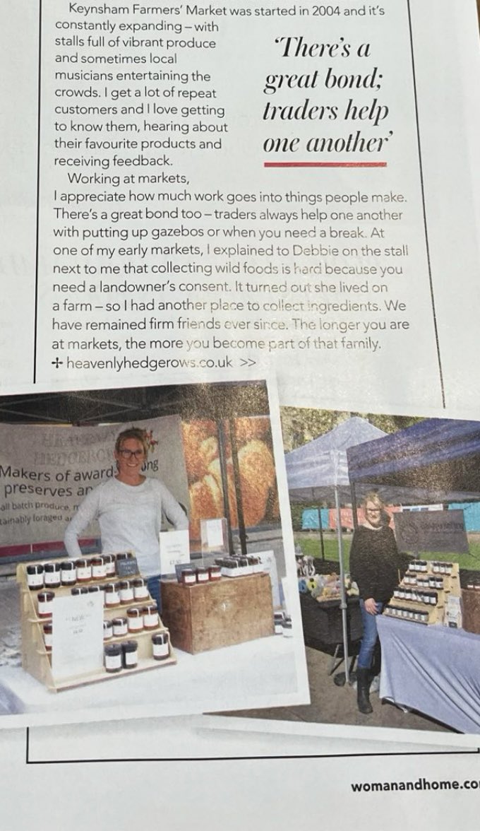 Thanks to <a href="/womanandhome/">woman&home</a> for including me in the August edition. Talking about Keynsham Farmer’s market. Which, by the way, is next Sat 13th July. 
<a href="/SFMMarkets/">SomersetFarmersMkts</a>