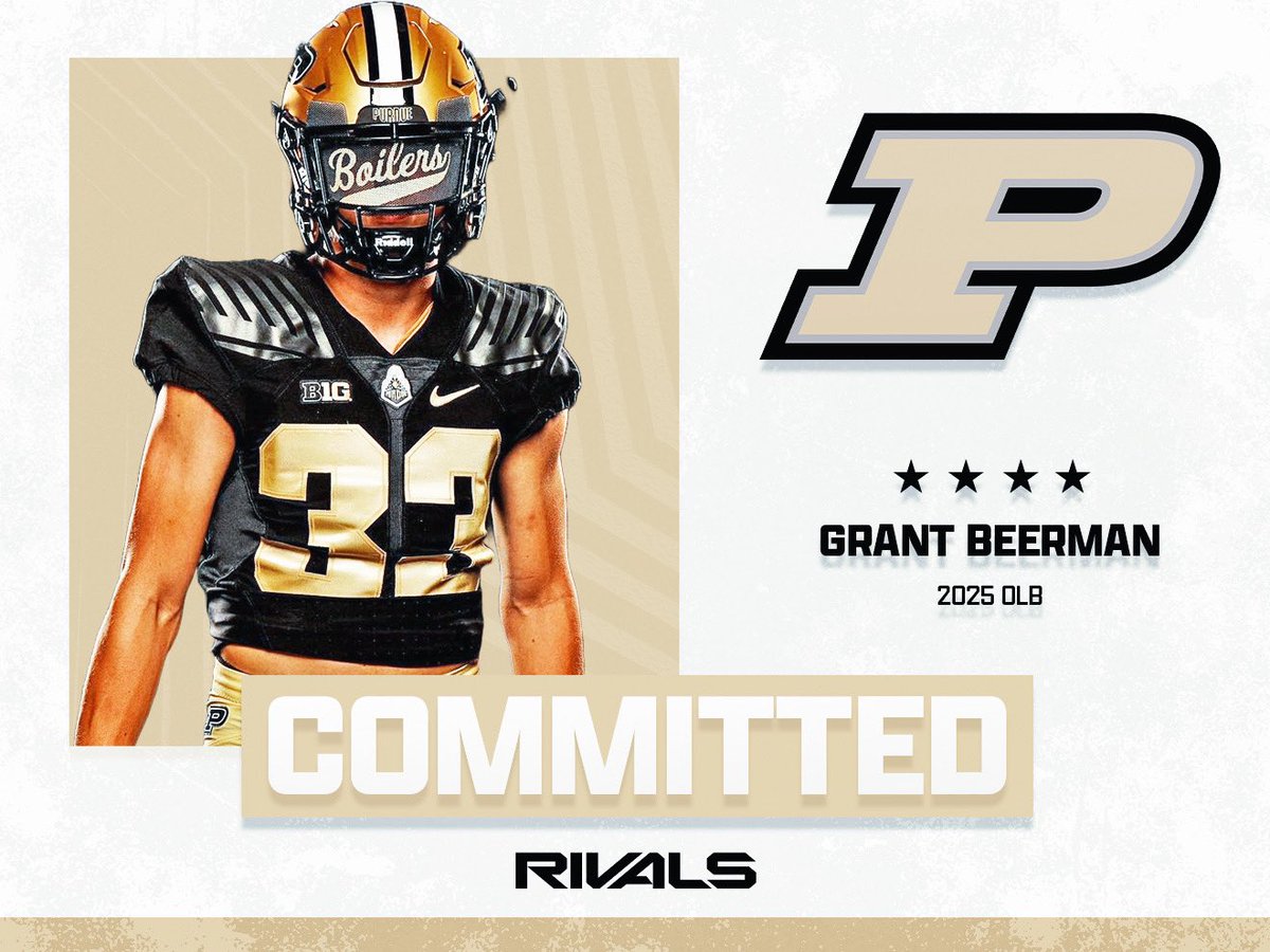🚨🚨 COMMIT ALERT: 2025 four-star linebacker Grant Beerman has committed to #Purdue. The Boilers have their top linebacker target in the class.

👉 purdue.rivals.com/news/breaking-…