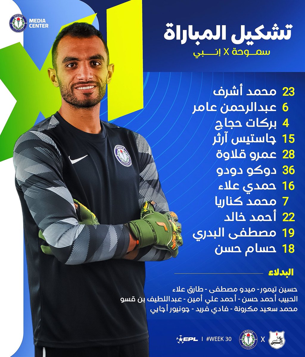 📋🔵 | إليكم تشكيل فريقنا لمواجهة إنبي بعد قليل ..

#الموج_الأزرق | #SSCXEFC