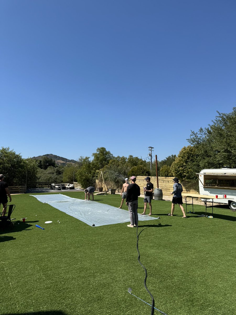 james_angst's tweet photo. It’s amazing how hype a group of guys can get when someone walks through the door with a slip n slide set up and two 30 racks https://t.co/uzAGqzFWhf