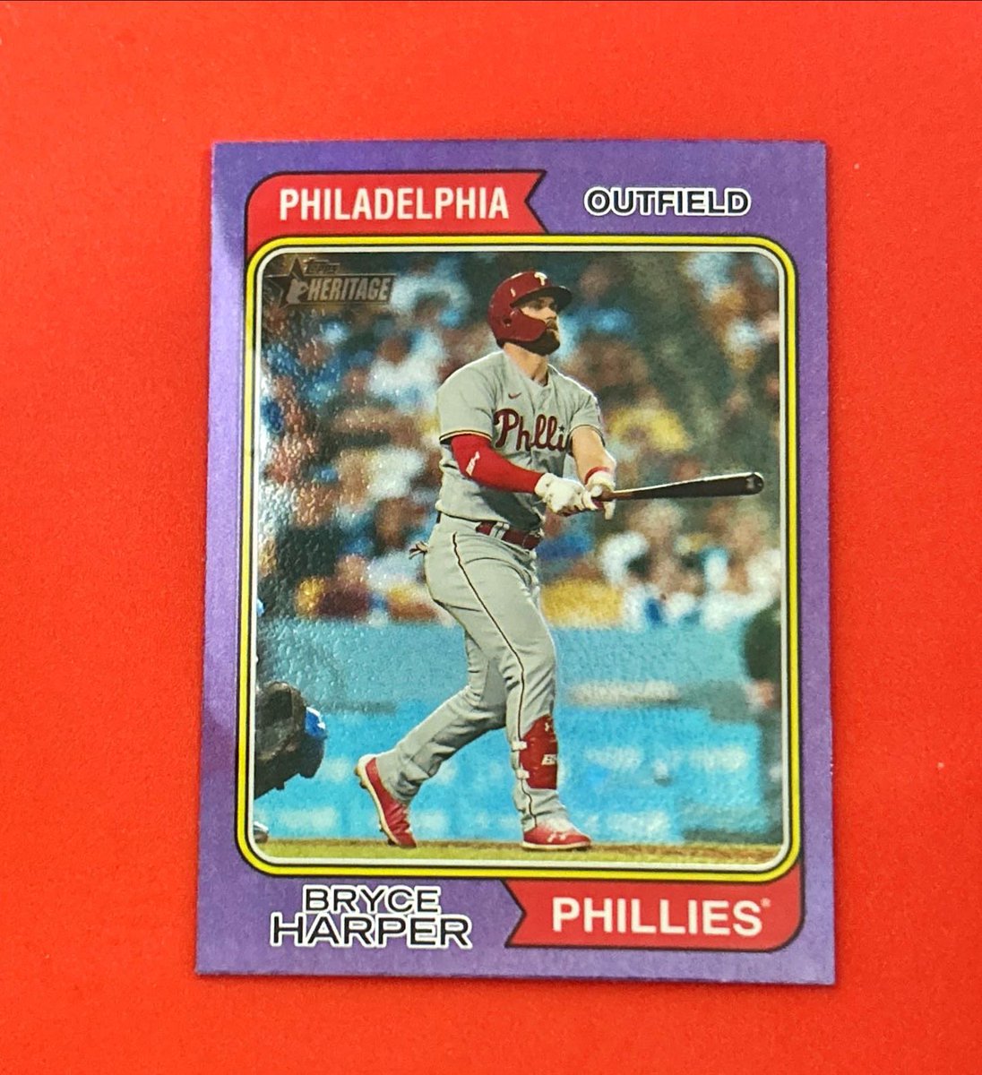 Day 137:

2023 Topps Heritage #17 

Purple Hot Box Refractor

Bryce Harper

#phillies #baseballcards