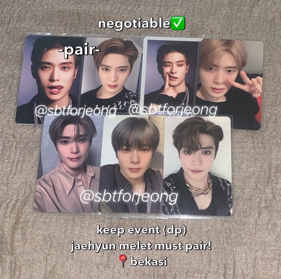 help rt? 🙏🏻🤍

WTS | WANT TO SELL IN RUSH AAB NCT JAEHYUN INA

— bisa nego✅ sadis dikit gpp🥰🫰🏻
— keep event with dp 
— harga sudah include admin &amp; packing
— bisa langsung co, mohon konfirmasi setelah co

jaehyun melet must pair!!
📍bekasi

id.shp.ee/NyAhcoh