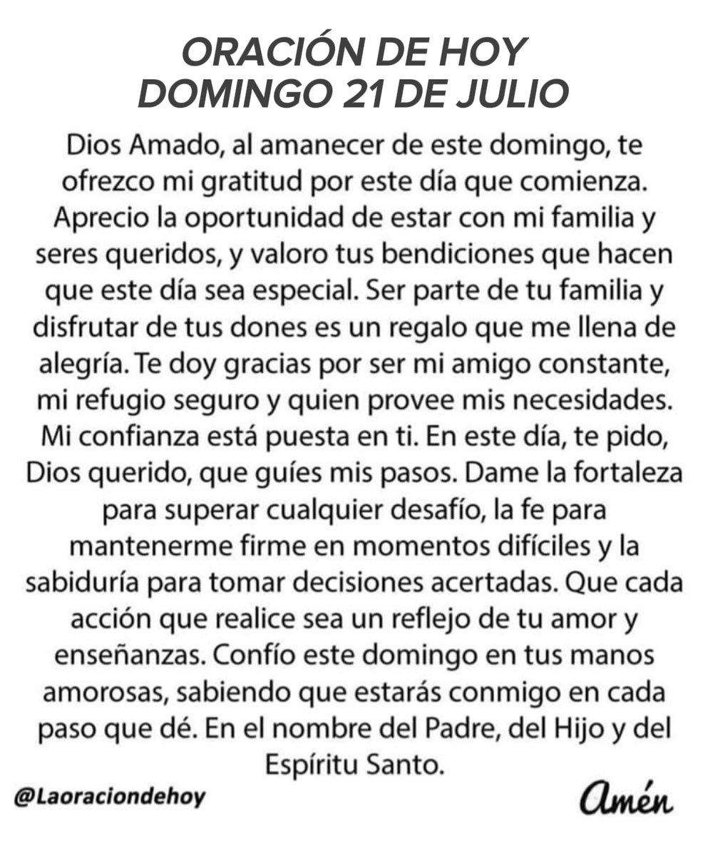 laoraciondehoy's tweet photo. Oración diaria para hoy domingo 21 de julio de 2024 https://t.co/zymMaz5m6D
