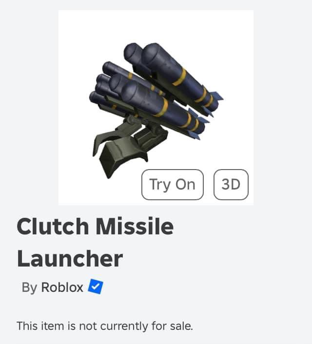 RobloxBotFollow's tweet image. Clutch Missile Launcher

Amazon Prime Gaming Code

Exclusive Item

50 robux with tax 

Stock: 20