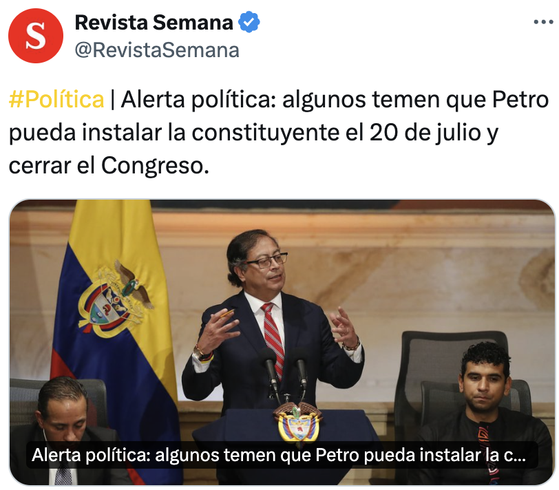 ¿Qué pasó, Semana? Se te cayó otra noticia falsa al mismo estilo de Caracol. El país se ha dado cuenta hace mucho tiempo de lo mentirosos que son los medios tradicionales. Solo buscan generar caos, destrucción, cizaña y activismo político disfrazado de periodismo. ¡No más!