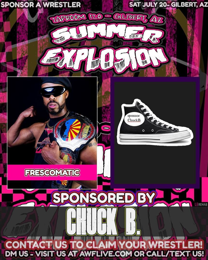 prowrestlingaz's tweet image. TONIGHT: AWF STATE CHAMPION - FRESCOMATIC at #SummerExplosion! TICKETS: ift.tt/l0RhUaG

IG: Link in bio

#prowrestling #awf #luchalibre #Arizona #beer #brewery #sports #punk #rock #ska #news #gilbertaz instagr.am/p/C9qiIBzP0Ic/