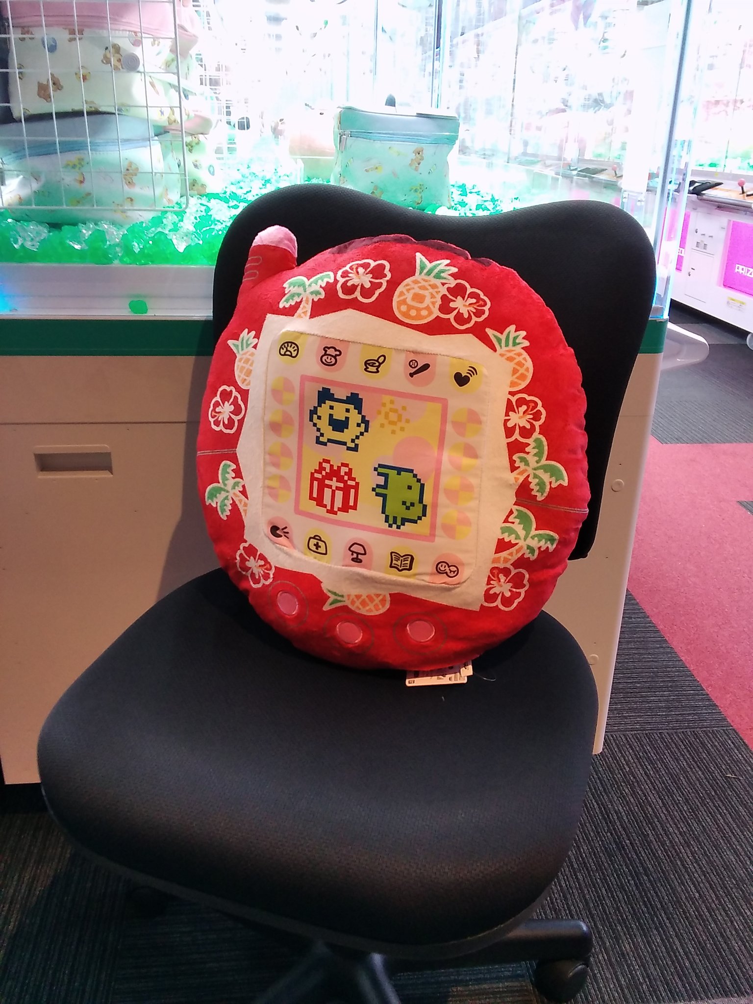 たまごっち　めちゃもふぐっと　アロハレッドクッション 祝ケータイかいツー！たまごっちプラス めちゃもふぐっと