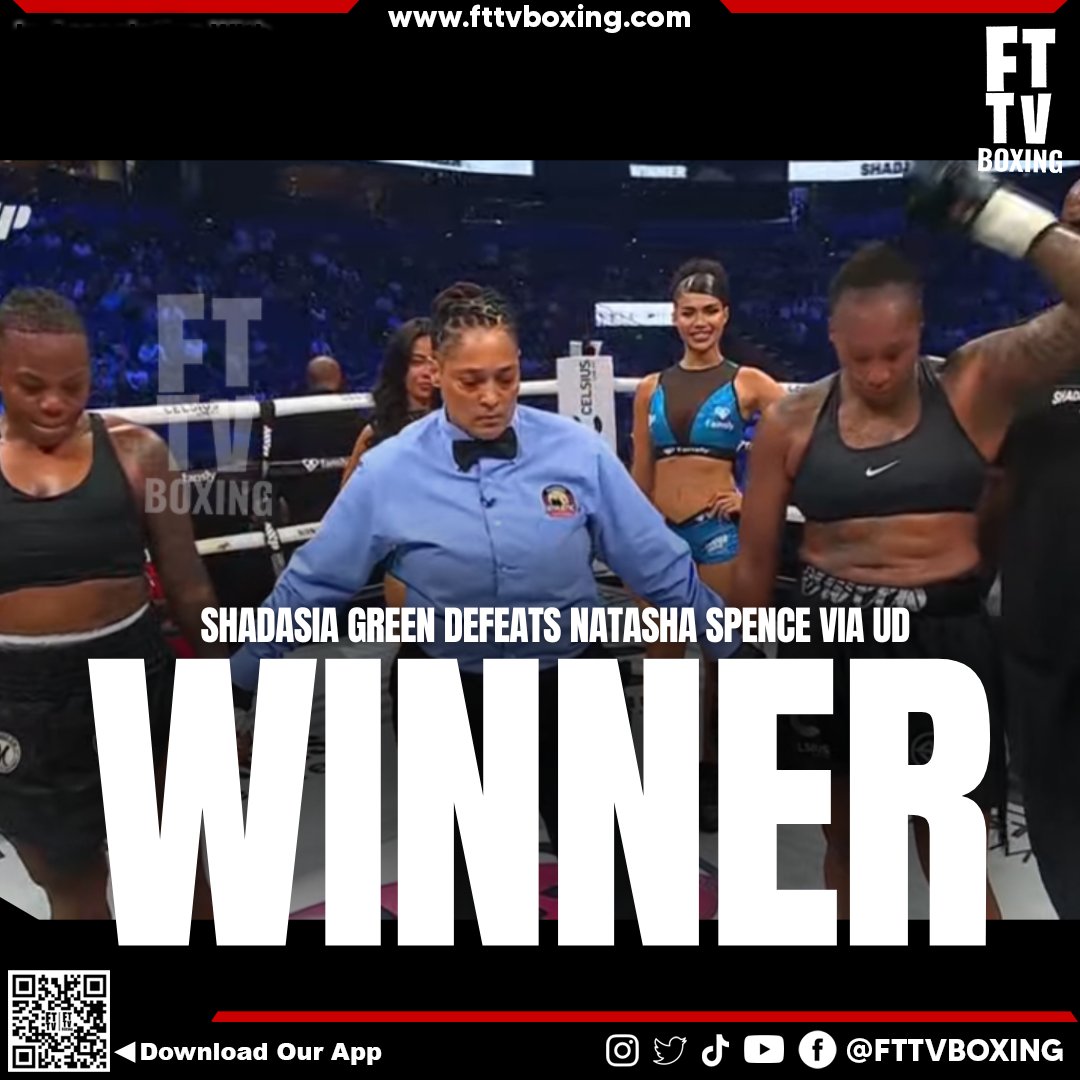 FTTVBoxing's tweet image. Despite suffering a knockdown (which was a slip), Shadasia Green still takes a uninamous decision win against Natasha Spence

#JakePaul #MikePerry #fightnight #dazn #MVP #boxing #boxingfans #FightFans #boxingnews #news #sports #fttvboxing