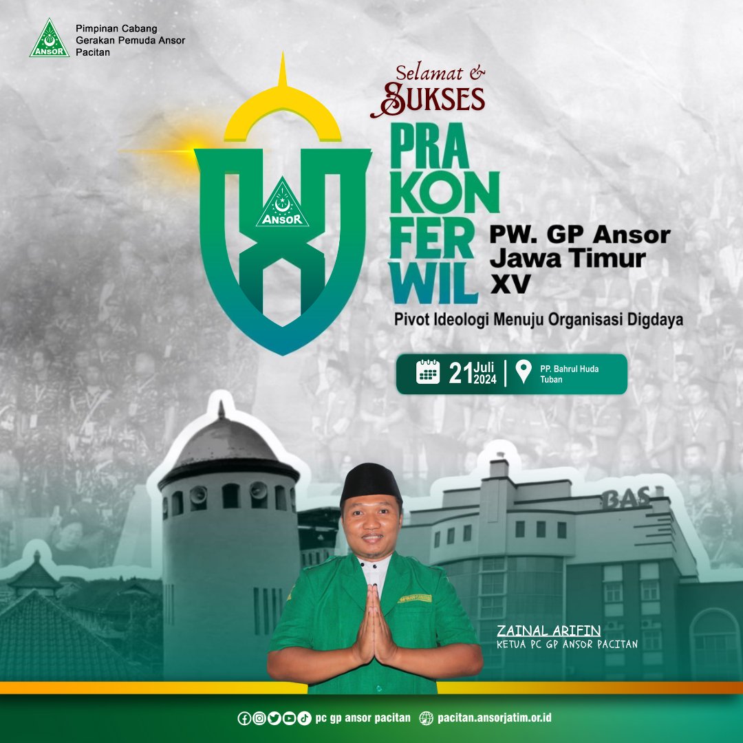 AnsorPacitan's tweet photo. Selamat dan Sukses Pra Konferwil PW GP Ansor Jawa Timur ke XV "Pivot Ideologi Munuju Organisasi Digdaya" 

PP. Bahrul Huda, Tuban 21 Juli 2024 
#PraKonferwilAnsorJatimXV 
#ansorbanserpacitan https://t.co/yzesz2fQ9n