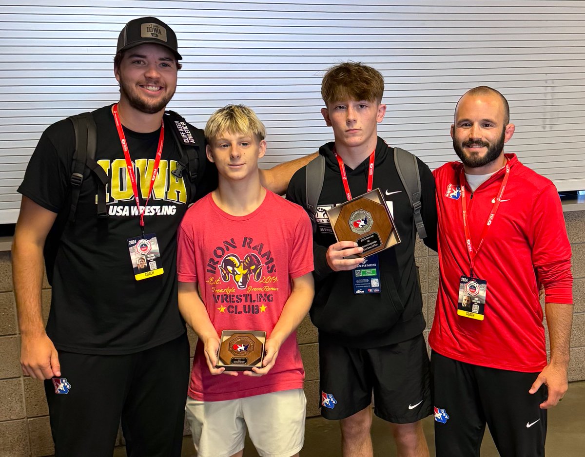 Our Greco All-Americans and some random guys 🤪 (these coaches have been up in Fargo ALL week - it’s A LOT of coaching).