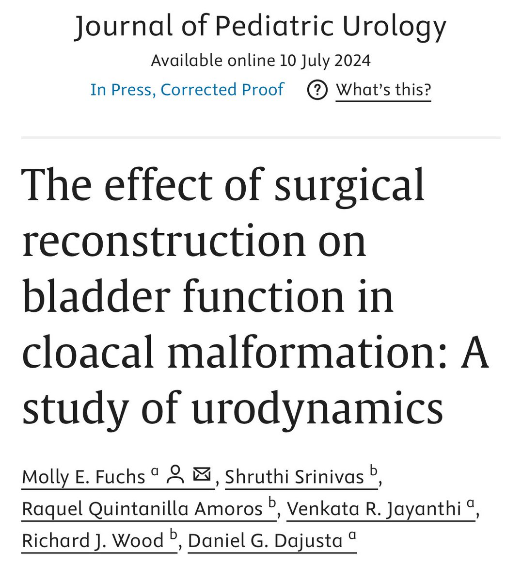 Molly Fuchs MD (@m_fuchsmd) on Twitter photo Hot off the press! Important work from <a href="/NCHColorectal/">Peds Colorectal, Nationwide Children's Hospital</a> showing TUM for cloacal repair does not impair bladder function when performed in the correct patient
✅ CC < 3cm
✅ urethra >1.5 cm
sciencedirect.com/science/articl… Hot off the press! Important work from <a href="/NCHColorectal/">Peds Colorectal, Nationwide Children's Hospital</a> showing TUM for cloacal repair does not impair bladder function when performed in the correct patient
✅ CC < 3cm
✅ urethra >1.5 cm
sciencedirect.com/science/articl…