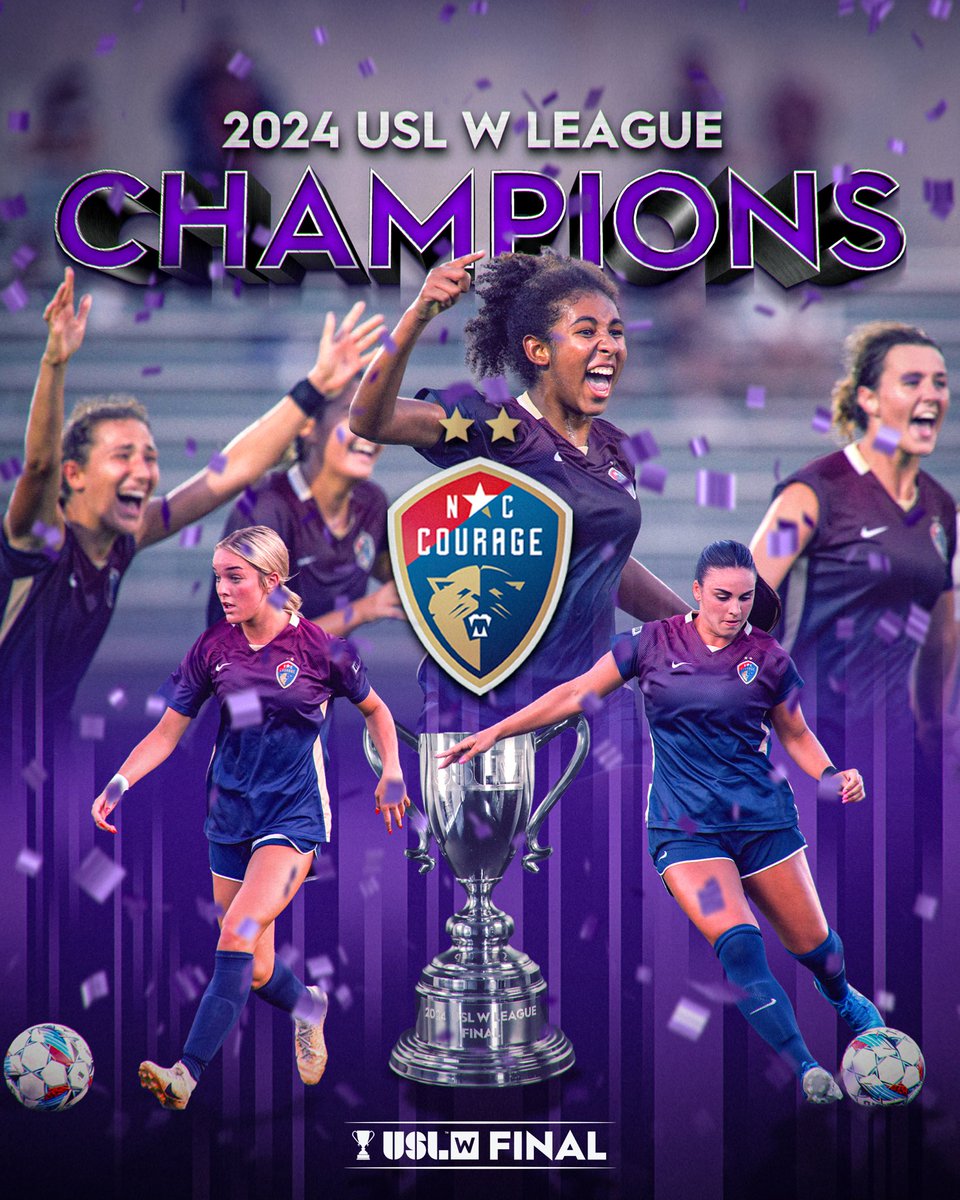 Congratulations to the 2024 USL W League 𝘾𝙃𝘼𝙈𝙋𝙄𝙊𝙉𝙎: <a href="/NCCourageUSLW/">NC Courage USL W</a>! 🏆 💜 🥳