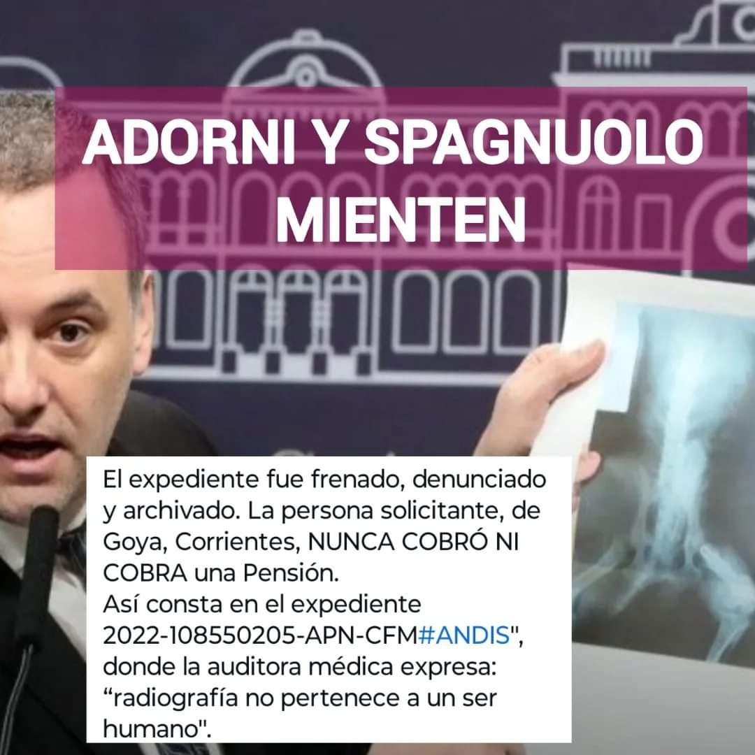 DanteForesi's tweet photo. Lo que hizo @madorni al mostrar la radiografía de un perro para denunciar una falsa pensión por discapacidad, sabiendo que nunca fue otorgada, no es el trabajo de un vocero. Se llama operación de prensa y es una tarea propia de mercenarios https://t.co/Kfn2QwB9Ra