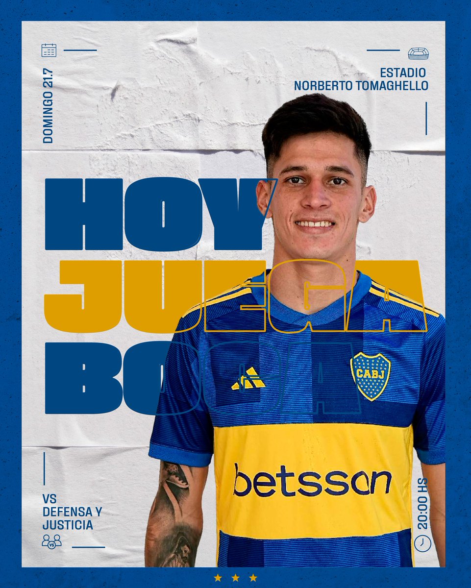 BocaJrsOficial's tweet photo. ¡𝗛𝗢𝗬 𝗝𝗨𝗘𝗚𝗔 #𝗕𝗢𝗖𝗔! ⚽ 💙💛💙 https://t.co/Raybghh4LZ