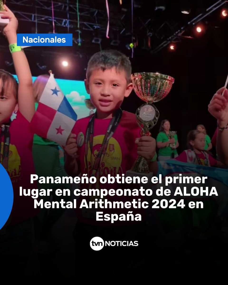 #NoticiasTVN El pequeño panameño y oriundo de Chiriquí, Gabriel Antonio González Rodríguez, obtuvo el primer lugar 🏆 en el campeonato de ALOHA Mental Arithmetic 2024, evento que se desarrolló hoy en la ciudad de Madrid, España.⁣