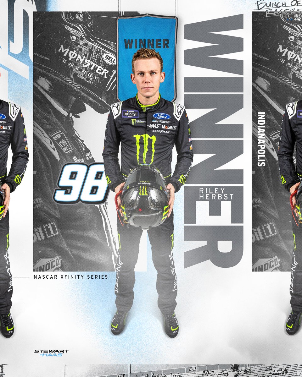 RaylanBunn's tweet photo. Congratulations to @rileyherbst for winning the Pennzoil 250 presented by Advance Auto Parts at Indianapolis Motor Speedway, 1st Win in 2024
#RileyHerbst
#MonsterEnergy
#FordPerformance
#RoushYatesEngines
#StewartHaasRacing
#TeamKHIM https://t.co/wthJBvoSMK