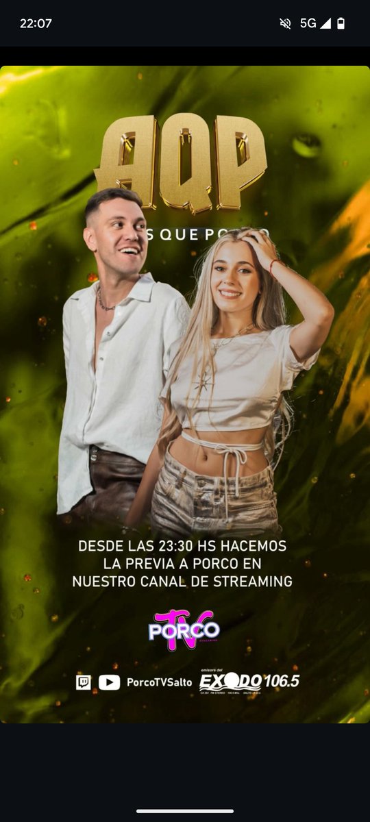 La previa de todos los sábados, por nuestro canal de YouTube.

Dale que está linda.