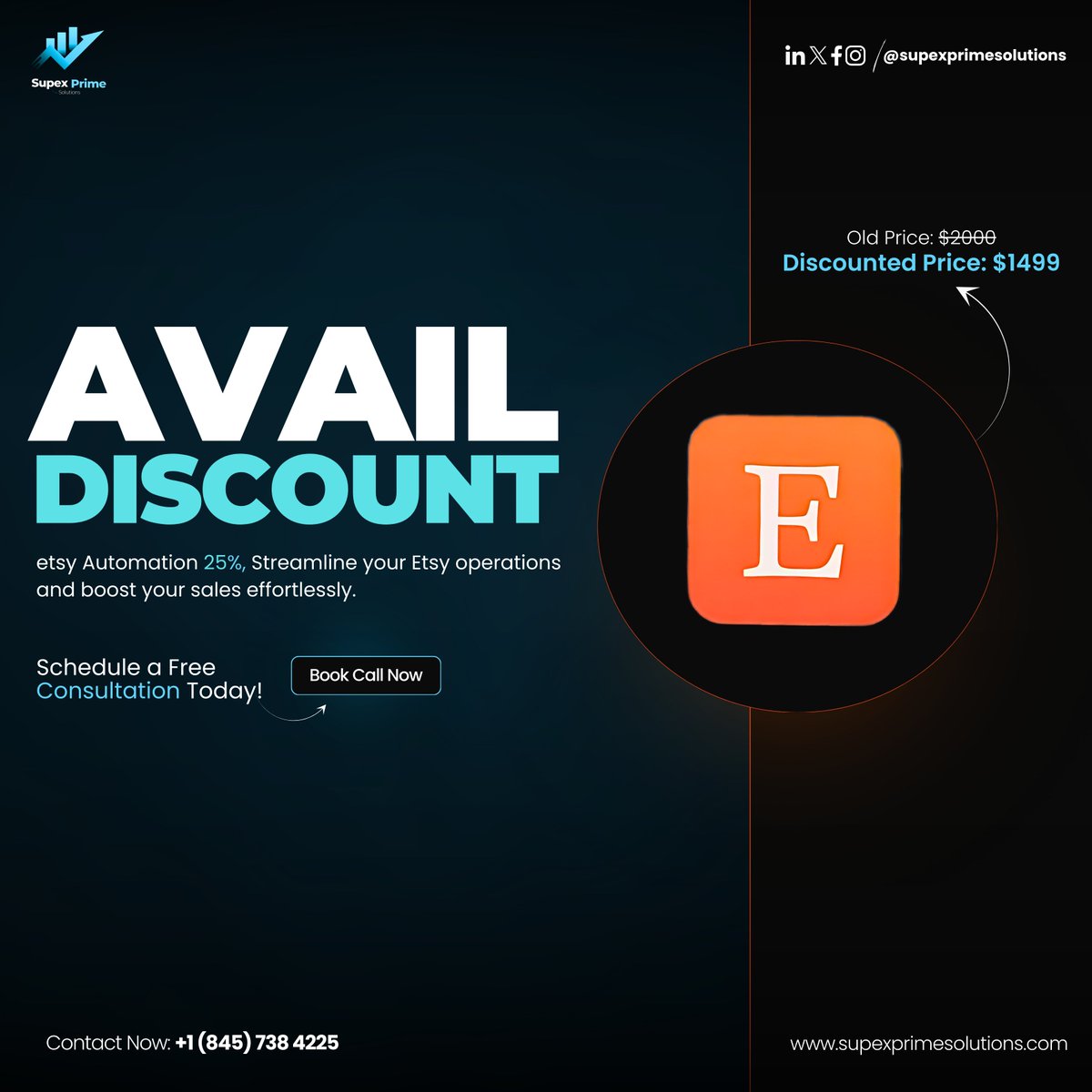 Supexprime's tweet image. Automate your Etsy Shop for LESS!  Supex Prime offers a massive 25% discount on automation! Now only $1499 (originally $2000). #EtsyAutomation #TimeToAutomate #GrowYourCreativeBusiness